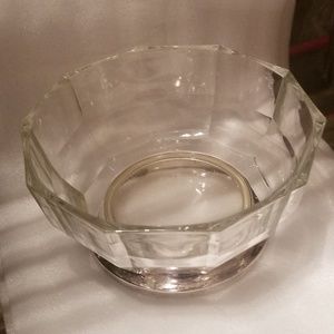Antique Silver Footed Clear Serving Bowl